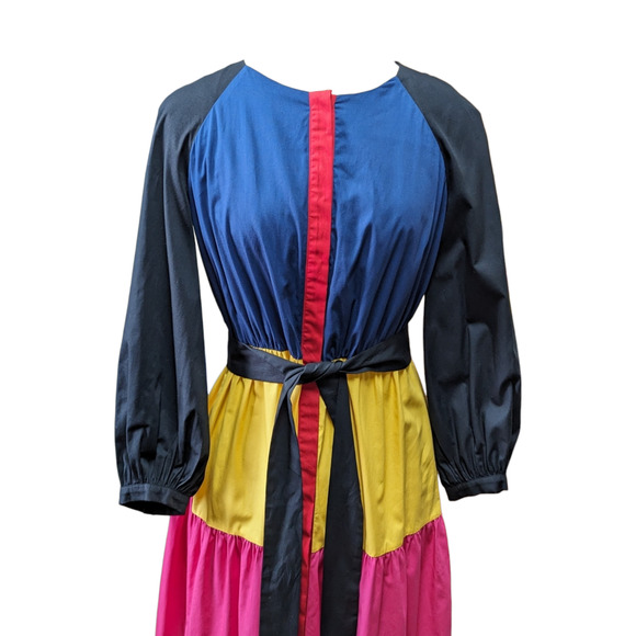 Borgo De Nor Poplin Meret Dress Color Block Long Sleeves Maxi 10 - Picture 3 of 8